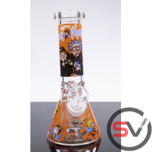 RICK AND MORTY ORANGE BEEHIVE GLASS BEAKER WATER PIPE 8inch